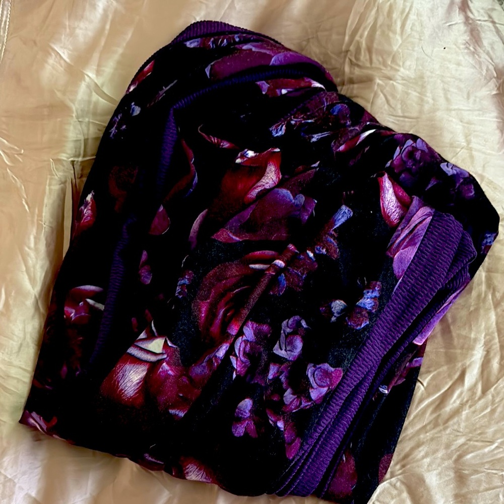 Floral Purple and Black infinity scarf
